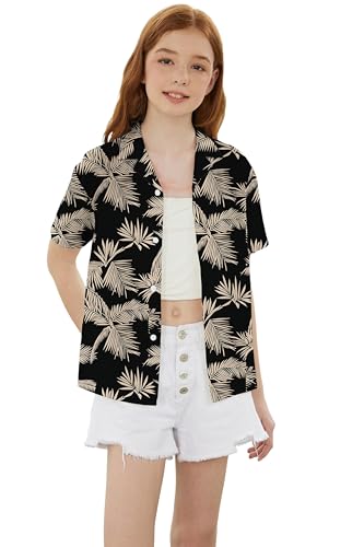 Image of Betusline Girls' and Womens' Hawaiian Shirt Blouse Button Down Beach Shirts