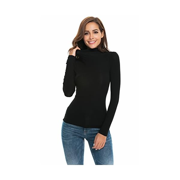 Womens-Long-Sleeve-Mock-Turtleneck-Stretch-Fitted-Underscrubs-Layer-Tee-Tops Womens Long Sleeve/Sleeveless Mock Turtleneck Stretch Fitted Underscrubs Layer Tee Tops (M, Black)