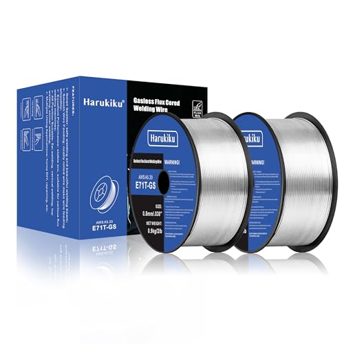 HARUKIKU Fil Fourré Sans Gaz 0,8 mm Poids net 0.9KG - Bobine E71T-GS pour Poste à Souder MIG, Soudage Semi-Auto Polyvalent (2 Boîte)
