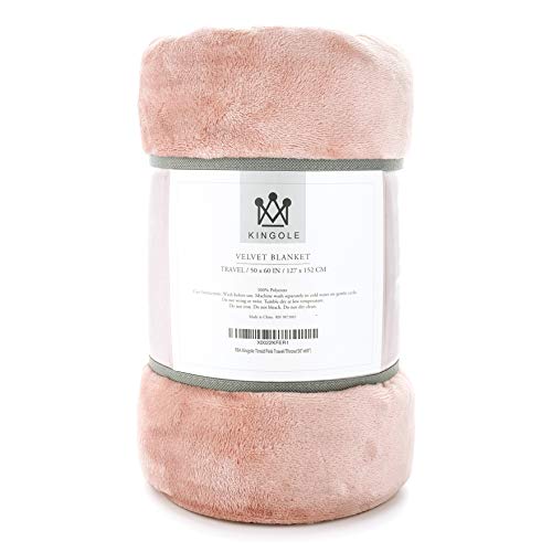Kingole Flannel Fleece Microfiber Throw Blanket, Luxury Timid Pink Travel/Throw Size Lightweight Cozy Couch Bed Super Soft and Warm Plush Solid Color 350GSM (50 x 60 inches)