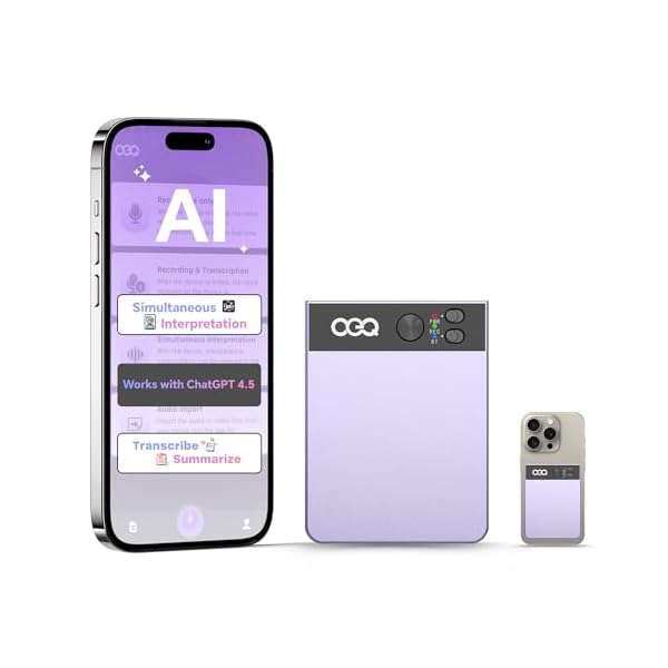 AI Smart Recorder with Simultaneous Interpretation & Real-timeTranscription,64GB AI Speech Processor Powered by ChatGPT with App Control for Business/Education/Interviews,Purple