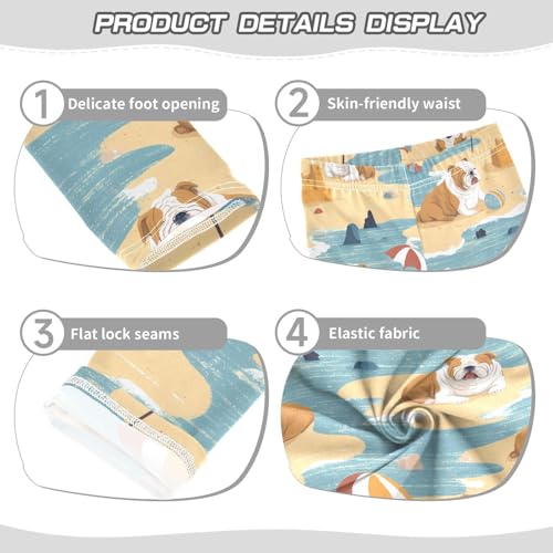 Pug Dog Beach Umbrella Girls Leggings Ultra Soft Compression Yoga Gym Pants for Kids 4-10T3