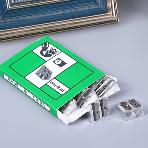 4Pcs Silber Doppelloch Bleistiftspitzer,Magnesium-Bleistiftspitzer Hand-Bleistiftspitzer,Metall-Bleistiftspitzer Magnesium, Kleine Anspitzer Für Schulen Büros Art,Schreib- Korrekturbedarf,Anspitzer
