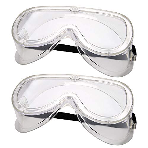 2 Piezas Gafas Protectoras sobre Gafas, Maylisacc Gafas de Seguridad Transparentes Ajustables Antivaho Antisalpicaduras Evitar Protección Ocular