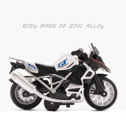 Image of FEXXA Police Motorcycle Toy - Pull Back Motorcycle Toys, Tiny Gift with Music Lighting, Latte Motorcycles Toy for Kids Boys Age 3-8 Year Old [NEW] (TOURTER Bike -White)