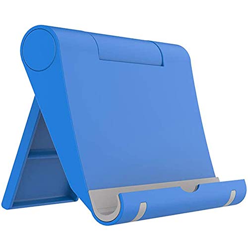 Cell Phone Stand for Desk Foldable, Desk Phone Holder Stand for Office Kitchen Travel, Mobile Phone Stand for Tablet Stand Phone Dock Cradle Compatible with iPad Switch, All Smartphone (Blue)