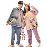 [レモンツリーセブン] 可愛い 冬用 ルームウェア 部屋着 レディース メンズ カップル もこもこ 上下セット ペアパジャマ ギフト 結婚祝い プレゼント ポケット 暖かい ダック キャラクター 男L