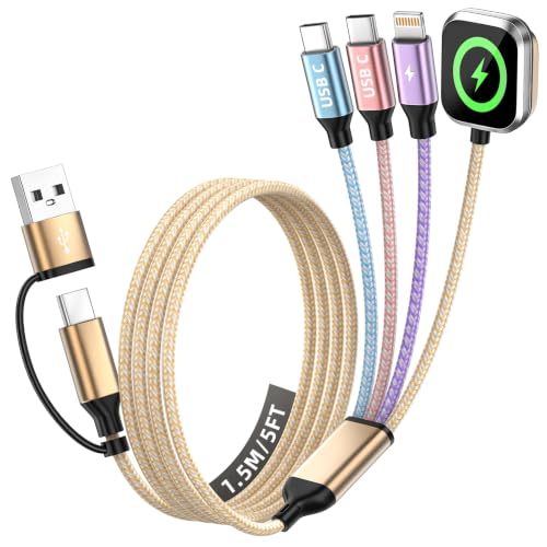 Camping Essentials 4 in 2 Multi Charging Cable for Apple Watch Charger 5FT