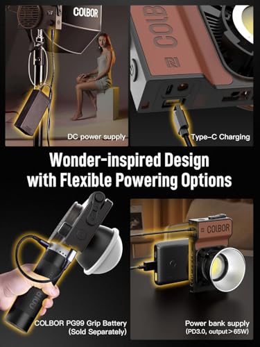 Image of COLBOR Video Light, W100 100W 2700K-6500K Bi-Color Pocket Continuous Output Lighting with LED Screen 3 Powering Options APP Control for Filmmaking Live Streaming, Cob-Video-Light-Photography-Studio