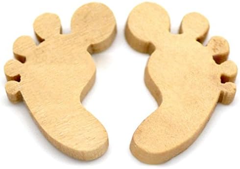 BlueMoo 50 PCS Wooden Baby Feet Shape Laser Cut MDF Blank Embellishments Crafts 18mm