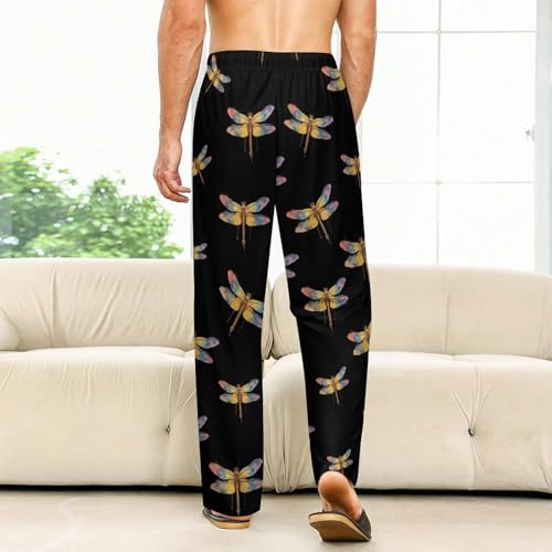 Dragonfly Watercolor Men's Pajama Pants Lightweight Pjs Bottoms Sleep Lounge Pant with Pocket Drawstring2