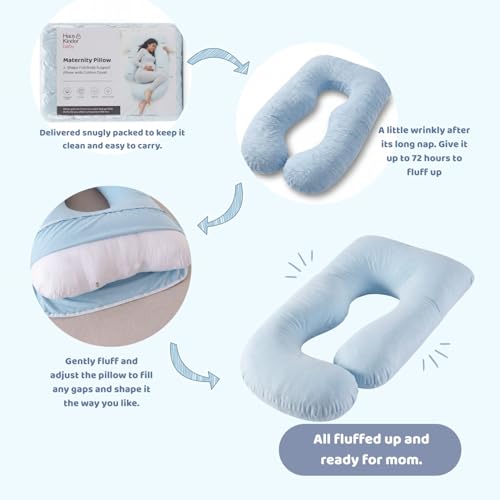 Image of haus & kinder Pregnancy Pillow for Women | Maternity Pillows for Pregnancy Sleeping | Pregnancy Full Body & Back Support Maternity Pillow | J-Shape (Ice Blue)
