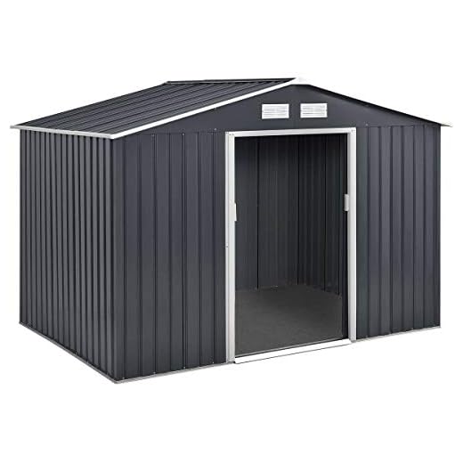 Habitat et Jardin - Abri de Jardin Métal Vegas 5.29 m² Gris - Cabane de Jardin avec Porte Coulissante - Acier Galvanisé et Anti-Corrosion