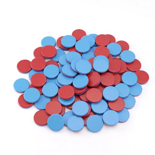 100 Stück Wendeplättchen Rot Blau Plastik Rechenplättchen Grundschule, Wendeplättchen Zählchips, Mathe Rechenhilfe Mathematik Rechenplättchen Mathe für Rechenschiffchen Kinderhände Rechenaufgaben