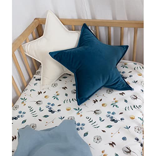 Image of JIKAL Star Moon Shaped Pillow Soft Velvet Nursery Stuffed Throw Pillows for Kids Room Couch Reading Nook Decor (Star, Teal)