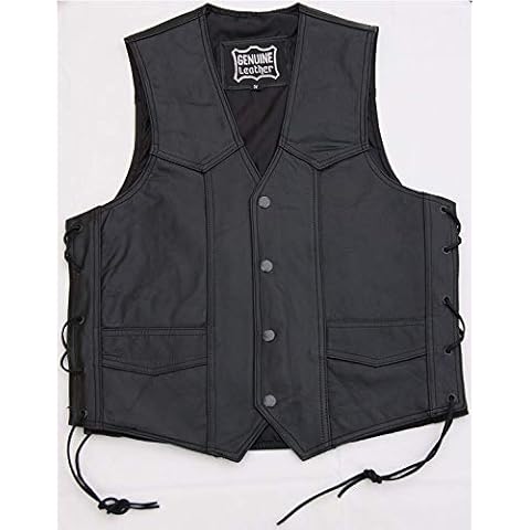 Freedays Men's Leather Motorcycle Waistcoat Vest Cover
