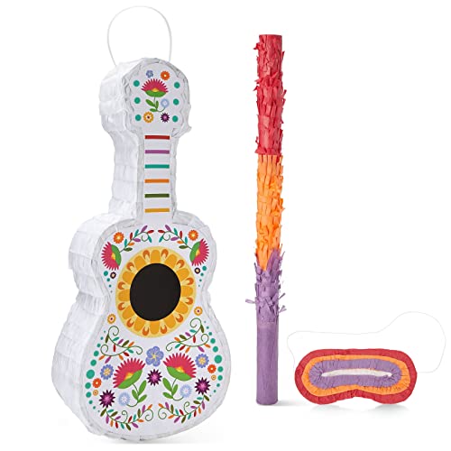 Piñata guitare florale lot de 3 pour animer un anniversaire d'enfant