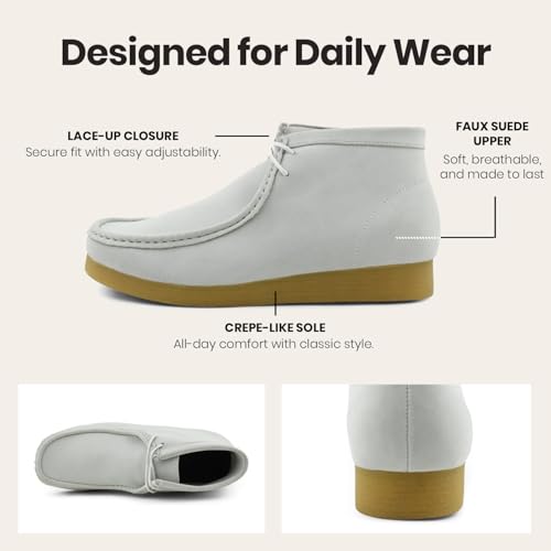 Image of Amali Casual Chukka Boots for Men, High-Top, Lace Up Suede Men's Shoes, Desert Boots with Crepe Rubber Sole