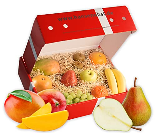 Hansen Obst - Geschenkbox - fruchtige Obst-Box - “Alles Gute” - Präsentkorb - Obst-Geschenkset - gefüllte Obstkiste - Obstbox mit frischem Obst