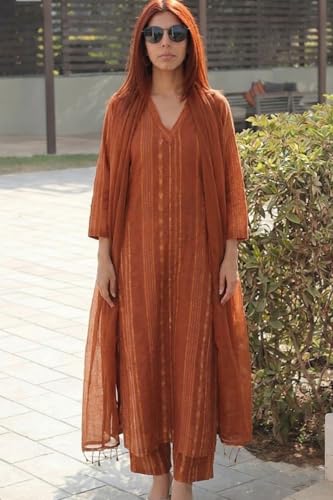 Image of ANNI Designer Women's Rayon Viscose Printed Straight Kurta with Pant and Dupatta Set | Elegant Ethnic Kurta Pant Dupatta Outfit for Women | Office Festive Casual Wear