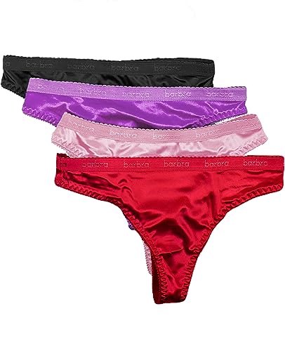 Sexy Satin Thong Panties Small to Plus Size Thongs for Women Underwear Multi Pack