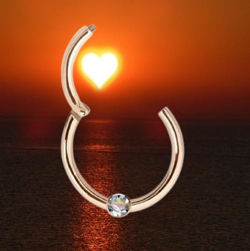 Generisch Piercing Clicker 48002-10 pierścionek z prawdziwego złota próby 750, różowe złoto, z prawdziwym diamentem, helix, septum, tragus, nowoczesny, średnica 10 mm