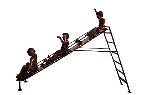 Estatua de Bronce Niños Jugando en Tobogán 114"x18"x83"