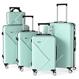 Ystyle Juego de Maletas de Viaje 5 Piezas Rígidas ABS, Trolley Maleta de Cabina, Incluye Equipaje de Mano, Maletas Facturables y Neceser, Ligero y Resistente, Candado TSA, Verde Menta