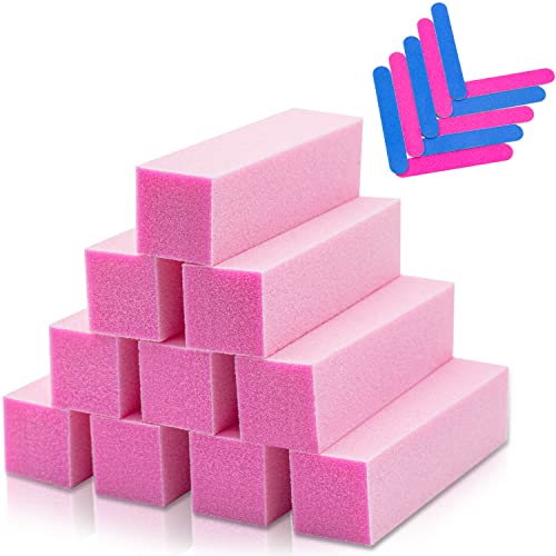 Taco Pulidor Uñas 10Uds, Grano 120 con 10 Minilimas de Uñas, Limas de Uñas y Bloques de Pulido Para Uñas Acrílicas, Bloque Pulidor de Uñas, Herramienta de Manicura Para el Cuidado del Arte (Rosa)