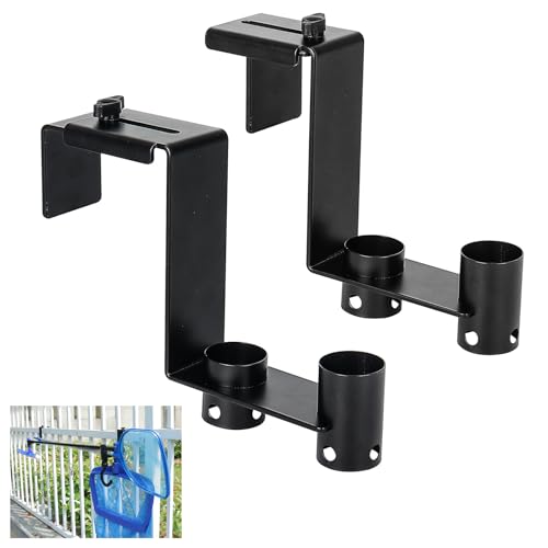 Lettry 2 Pcs Pool Fence Hooks Pool Tool Organizer for Hanging Pool Cleaning Accessories Pool Pole Brush Leaf Skimmer Net Vacuum Head