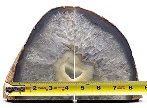 Desertusa Agate Bookends, Polished Geode Bookends, Crystal Bookends, Bookends Made Of Stone, Decorative Bookends, Home Décor (8 - 10 Lb, Natural) #TOP7