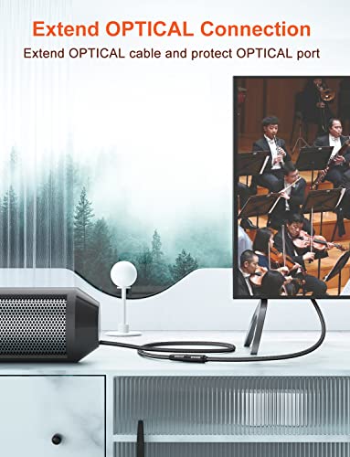 Vanaux Optical Extension Cable Digital Toslink Male To Female S/Pdif Cords Compatible With Home Theater, Sound Bar, Tv, Ps4, Xbox, Playstation & More - Black (10Ft/3M) #TOP1