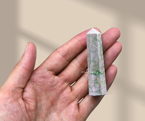 Image of Crystal Heaven Certified Variscite Tower Obelisk Point For Chakra, Healing And Balancing - Aaa Grade Original Certified Gemstone Agate For Reiki Meditation Yoga Spiritual (2-3 Inches)