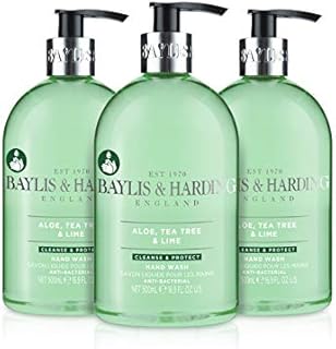 Baylis & Harding Aloe, Tea Tree & Lime Anti-Bacterial Hand Wash 500ml, Pack of 3 - Vegan Friendly
