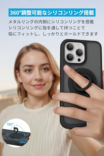 Anker MagGo Magnetic Case (2-in-1, 360°シリコンリング, iPhone 15 Pro用) チタニウム MagSafe対応 リングスタンド付き スマホケース/落下保護/耐衝撃/高耐久性/黄ばみなし/米軍MIL規格/ワイヤレス充電対応