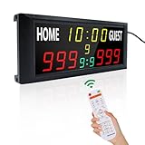 YZ 16β Large Electronic Scoreboard with Remote, Bright LED Scoreboard for Outdoor Games, Digital Scoreboard with Timer Clock, Portable Score Keeper for Football/Basketball/Cornhole/Volleyball