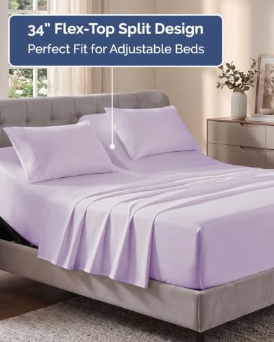 Image of Flex Top Split Head King Sheet Set - 4 Piece Extra Deep - Light Lavender