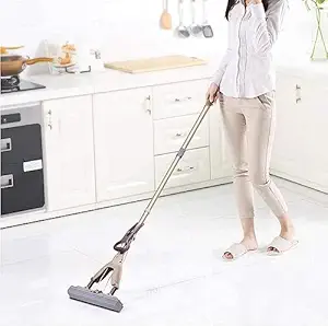 Luteti Easy to Clean Absorbent Butterfly Sponge Mop, Stainless Steel Mop and Telescopic Handle for Home Floor Cleaning (Multicolor).