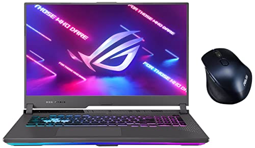 Image of ASUS ROG Strix G17 (2022), 17.3 inch (43.94 cms) FHD 144Hz, AMD Ryzen 7-6800H, RTX 3050 4GB Graphics, Gaming Laptop, G713RC-HX009W MW203 Wireless Silent Mouse (Blue)