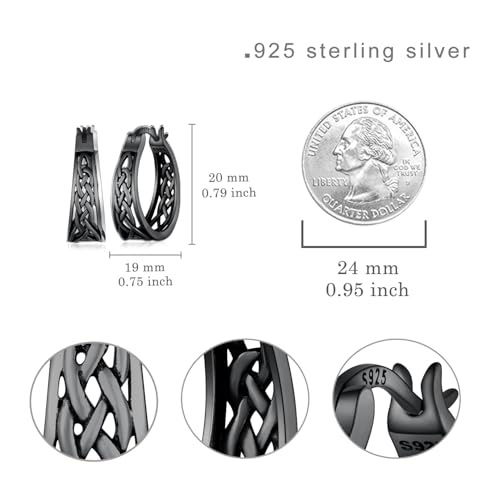 SVODEA Celtic Earrings 925 Sterling Silver Black Celtic Knot Hoop Earrings Irish Jewelry Gifts for Women by SVODEA - Used condition - Image 4