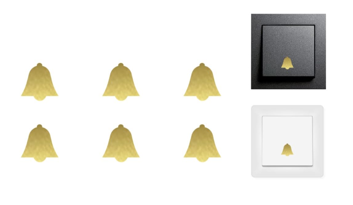 Pack of 6 Bells Sticker Symbol Sticker Decal (RPMs4/1) (Gold, 15 mm)