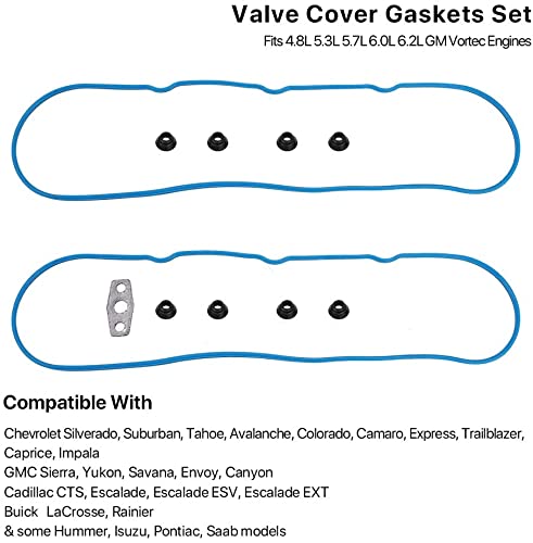 Miniatura 2 de Juego de juntas de tapa de válvula compatible con Chevy Silverado, Suburban, GMC Sierra, Tahoe, Trailblazer, Yukon, Envoy, Cadillac Escalade - OE