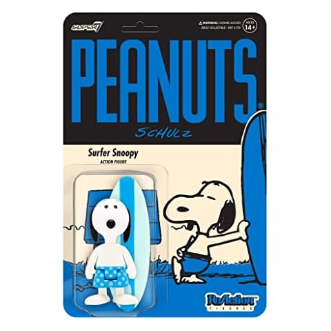 SUPER7 Peanuts Surfer Snoopy Figure with Surfboard Cover