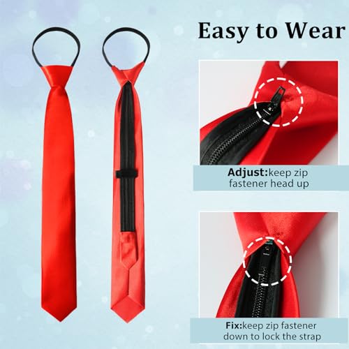 Image of Luckyvestir Womens Tie, Pre Tied Black /Red Ties for Women Adjustable Zipper Womens Necktie