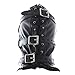 All inclusive Black Leather Head Hood Cosplay Hood Masks Adjustable Halloween Soft Face Masks