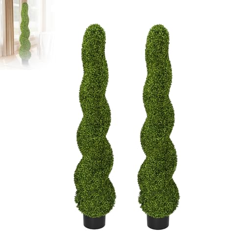 XMTECH Plantes artificielles – Arbre en spirale en pot, 120 cm de haut, résistant aux UV, vert toujours & facile à entretenir, plantes décoratives et artificielles pour jardin, balcon, salon, bureau