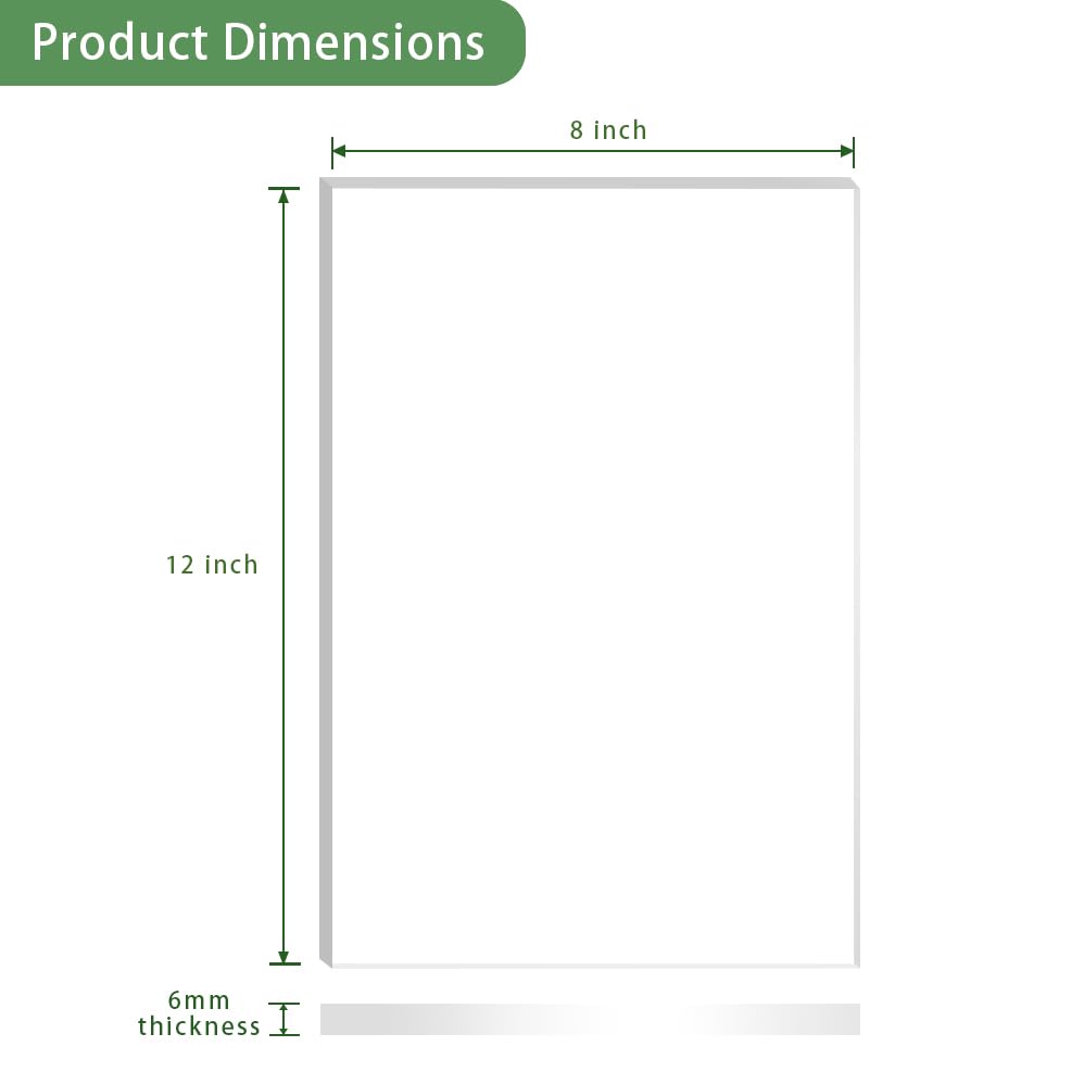 Image of Lesnlok 8 x 12 Frosted Acrylic Sheet 1 /4 inch Thick 6mm 1 Piece Bouble Sided Frosted Plexiglass Sheet,Transmittance 86%, for Decoration (1, Frosted Transparent, 8 x 12 x 1 /4)