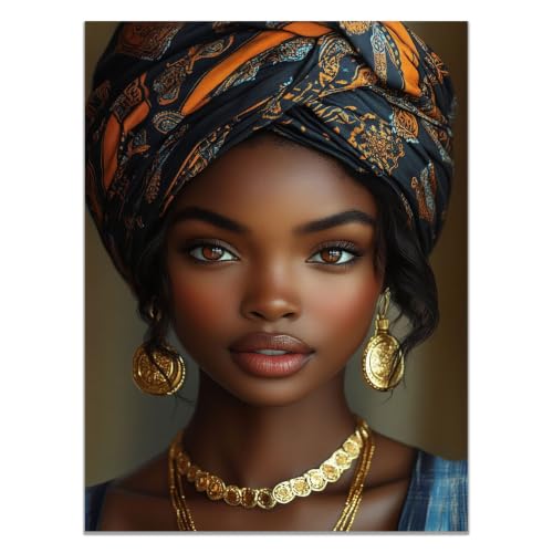 Tableau murale decoration salon luxe portrait femme bijoux or impression sur toile