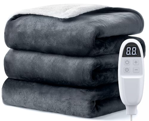 Dnenellr Manta Eléctrica Grande 200×180 cm, Manta Eléctrica para Cama y Sofa, 6 Niveles de Temperatura, Apagado Automático, Manta Termica Electrica con Protección Contra Sobrecalentamiento, Lavable