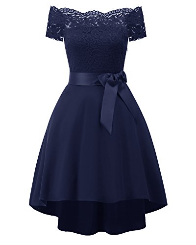 Robe cocktail dentelle de prestige coupe évasée style demoiselle d'honneur